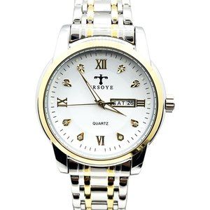 Luxury White Dial Day and Date Men's TwoTone Watch